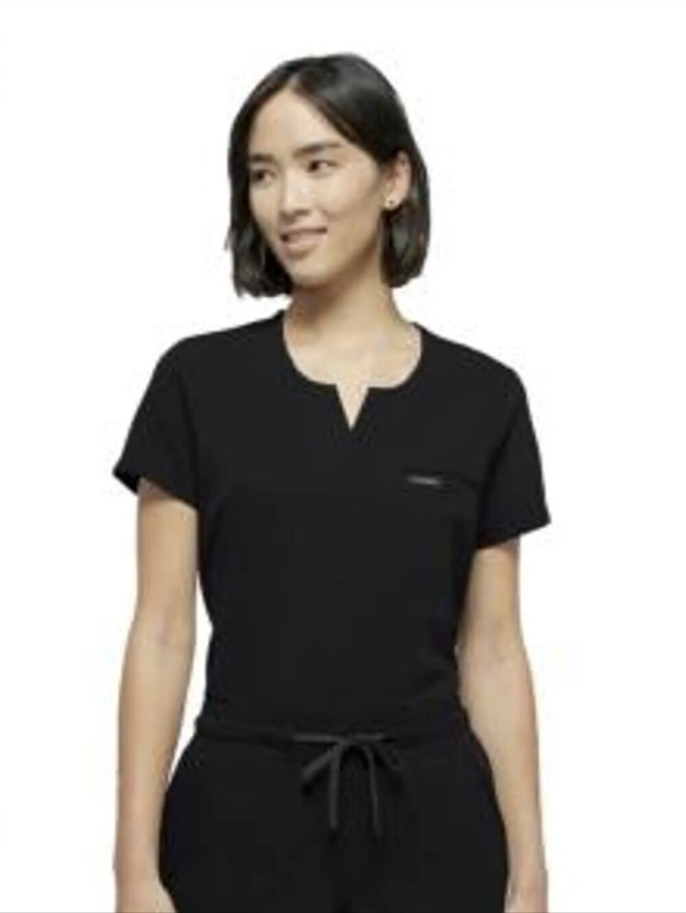 Jaanuu Black V-Neck 1-Pocket Tuck-In Scrub Top Size XXS